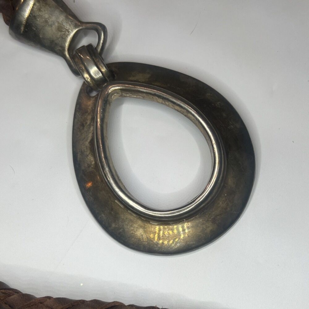 SUNBELT Brass Teardrop Bolo Tie Brown Leather Cord Adjustable for Men